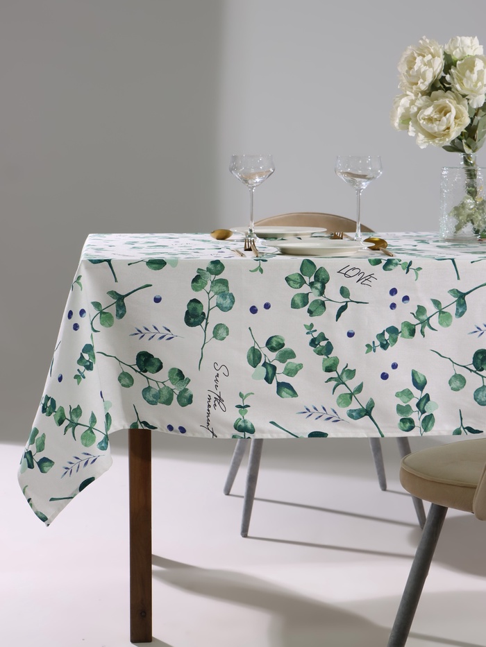 Скатерть «Доляна» Eucalyptus, 180×144 см, 100% хлопок, 164 г/м² - Фото 1
