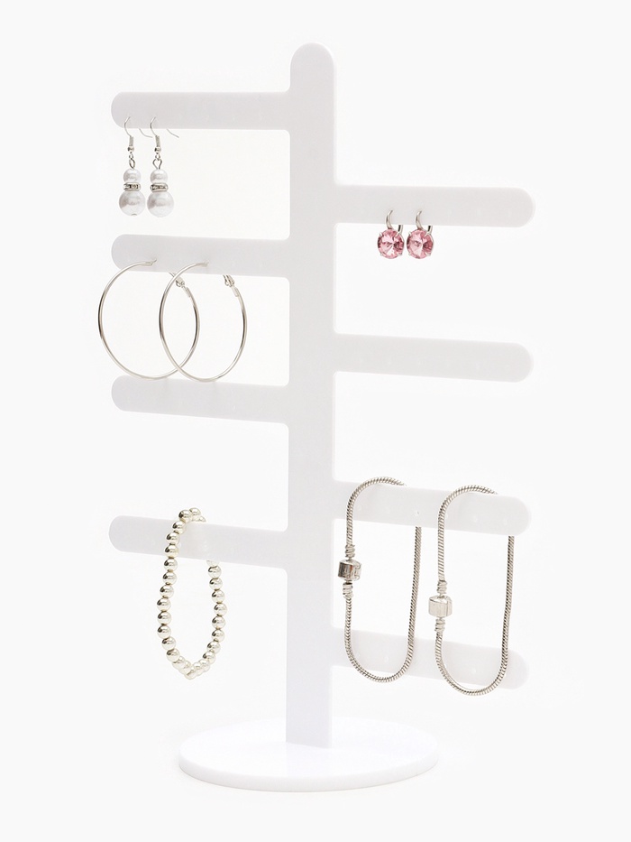 Подставка под серьги QF, 8 ответвлений (по 3 пары), на 24 пары, 10×22×30 см, белая - Фото 1