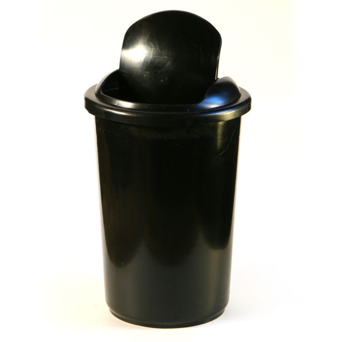 Корзина для бумаг и мусора Calligrata Uni, 12 литров, подвижная крышка, пластик, чёрная
