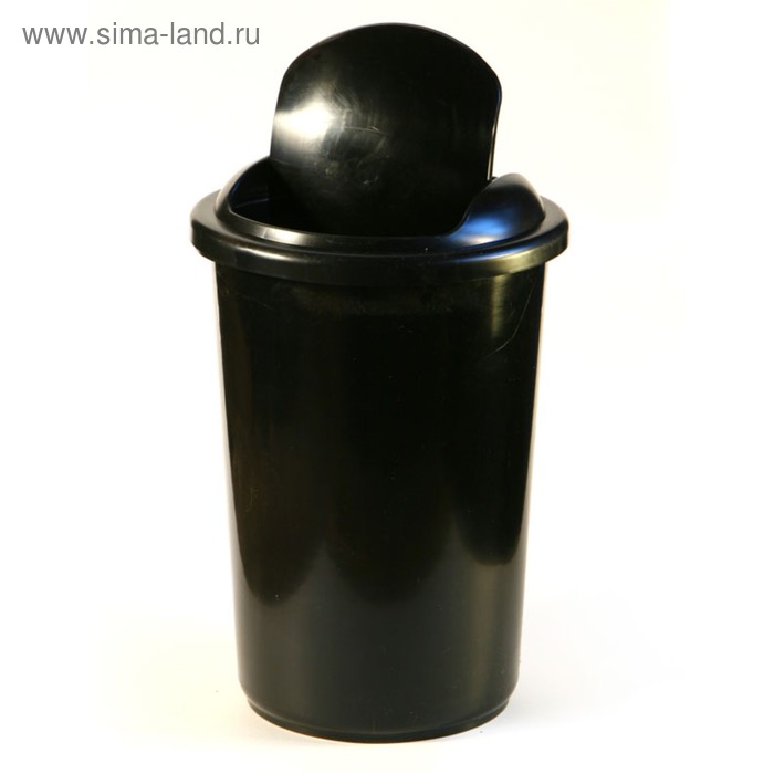 Корзина для бумаг и мусора Calligrata Uni, 12 литров, подвижная крышка, пластик, чёрная - Фото 1
