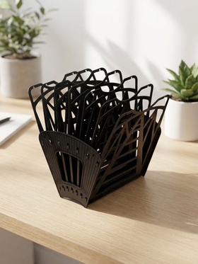 Лоток для бумаг «Стамм: Веер 3», А4, веерный, 6 отделений, чёрный