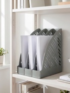 Лоток для бумаг А4, вертикальный, 3 отделения, серый - Фото 3