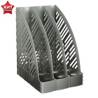 Лоток для бумаг А4, вертикальный, 3 отделения, серый - Фото 4