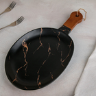 Блюдо керамическое для подачи «Марбл», 38×20 см, цвет чёрный - фото 3473118