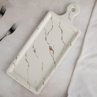 Блюдо керамическое для подачи «Марбл», 40,5×16,5 см, цвет белый - фото 21015912