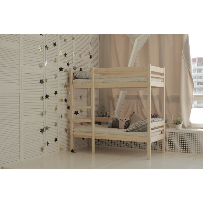 Детская двухъярусная кровать «Дональд», 800×1600, массив сосны, без покрытия