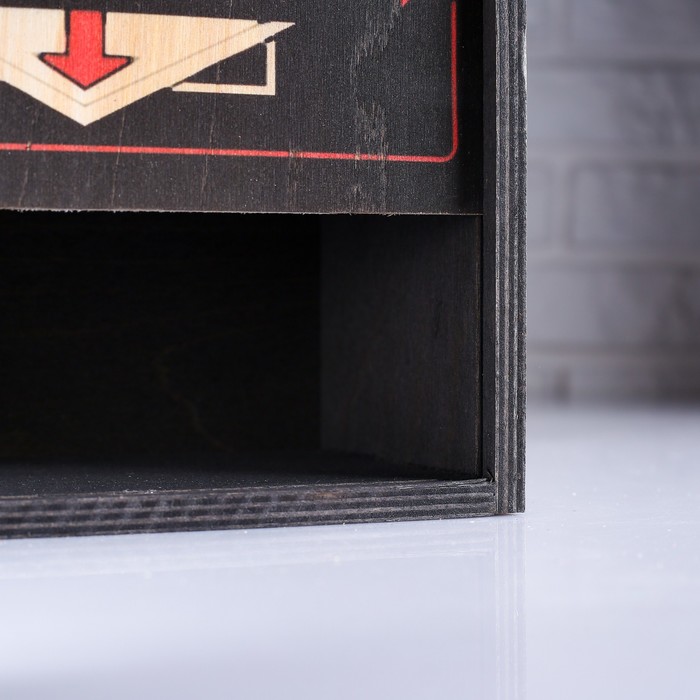 Коробка подарочная 20×10×20 см деревянная пенал "Настоящий мужчина", квадратная, с печатью - фото 1884991151