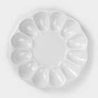 Блюдо для подачи яиц Добрушский завод «Белье», d=22 см, на 12 яиц и кулич, фарфор, белое - Фото 3