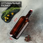 Бутылка, 1 л, с бугельным замком, стекло, коричневая - Фото 2
