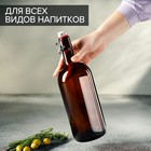 Бутылка бугельная, 1 л, с пробкой, цвет коричневый - Фото 3