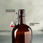 Бутылка бугельная, 1 л, с пробкой, цвет коричневый - Фото 4