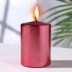 Свеча - цилиндр парафиновая, красный металлик, 4×6 см - фото 1414374