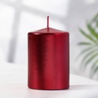 Свеча - цилиндр парафиновая, лакированная, красный металлик, 5,6×8 см - фото 318274789