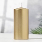 Свеча - цилиндр парафиновая, лакированная, золотой металлик, 5,6×12 см - фото 318274793