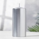 Свеча - цилиндр парафиновая, лакированная, серебряный металлик, 5,6×12 см - фото 8925504