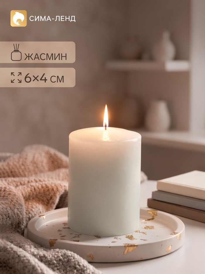 Ароматическая свеча - цилиндр «Жасмин», 4×6 см - Фото 1