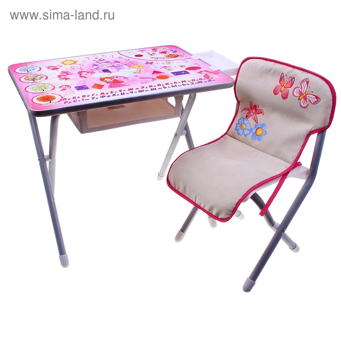 Комплект детской мебели «Принцессы» складной: стол, стул, цвет серебристый - Фото 1
