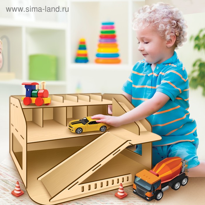 Парковка для машин, многоуровневая, большая, из дерева - Фото 1