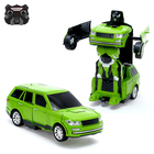 Робот радиоуправляемый "Джип", трансформируется, с аккумулятором, заряд от USB, цвет зелёный - Фото 1