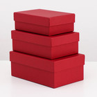 Набор коробок 3 в 1 "Бордовая ребристая", 19 х 12 х 7,5 - 15 х 10 х 5 см - Фото 1