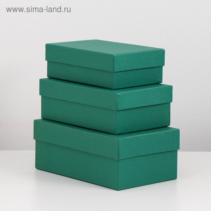 Набор коробок 3 в 1 "Зеленая ребристая", 19 х 12 х 7,5 - 15 х 10 х 5 см - Фото 1