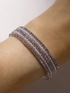 Браслет пружинка со стразами «Жемчуг», d=5.5, белый в серебре - Фото 3