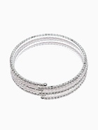 Браслет пружинка со стразами «Жемчуг», d=5.5, белый в серебре - Фото 1