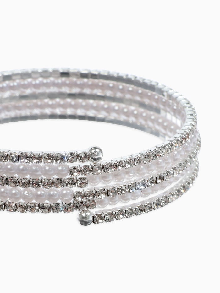 Браслет «Жемчуг» мелкий со стразами, d=5.5, белый в серебре - Фото 1