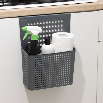 Корзина для хранения навесная на дверцу «Лофт», 24,5×9,5×31,5 см, серый