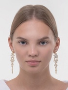 Клипсы для ушей висячие со стразами QF «Ажур», капли с завитками, цвет белый в золоте - Фото 4