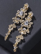 Клипсы для ушей висячие со стразами QF «Ажур», капли с завитками, цвет белый в золоте - Фото 7