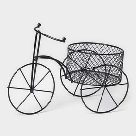 Подставка для цветов Доляна «Велосипед», d=8 см, 18x10x13 см, цвет чёрный