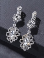 Клипсы "Ажур в стразах" элипс, цвет белый в серебре - фото 809213657 Клипсы "Ажур в стразах" элипс, цвет белый в серебре - фото 809213657