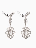 Серьги клипсы для ушей висячие со стразами QF «Ажур», белые в серебре - Фото 3