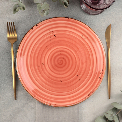 Тарелка фарфоровая обеденная «Латерит», d=25 см, цвет оранжевый