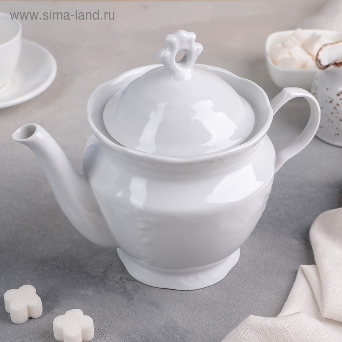 Чайник фарфоровый «Белье», 800 мл, цвет белый - Фото 1