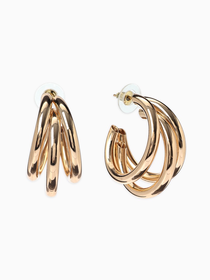 Серьги кольца тройные QF «Тринити», d=2 см, цвет золото - Фото 1