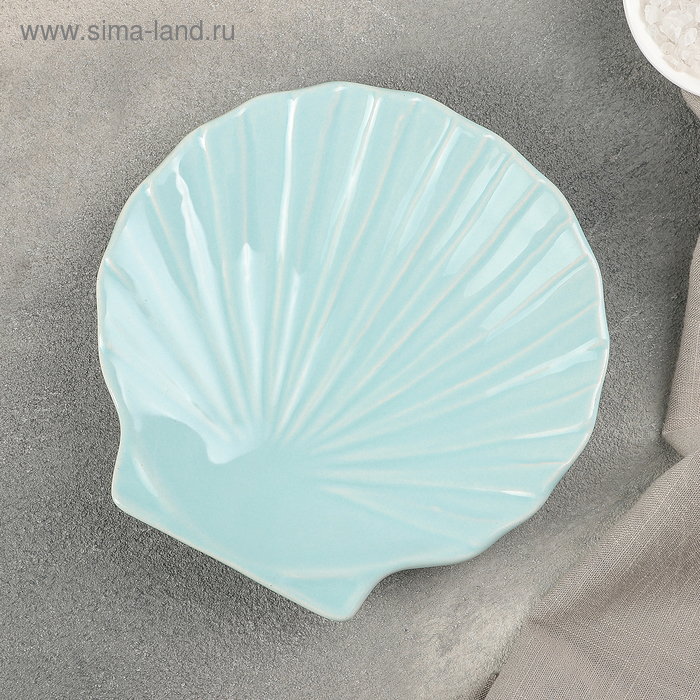 Блюдо «Ракушка» 16х16х2,5 см, цвет мятный - Фото 1