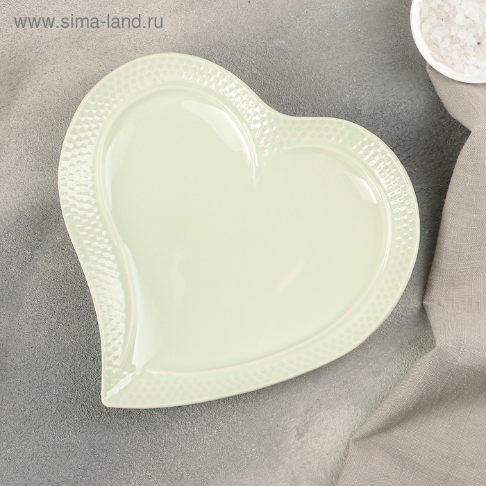Блюдо «Сердце» 20,5х20х3 см, цвет зеленый - Фото 1