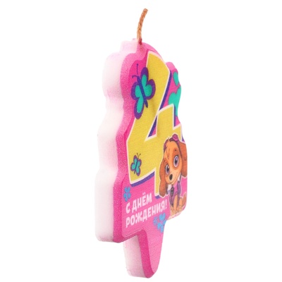 Свеча в торт «С Днем рождения», цифра 4,Щенячий патруль