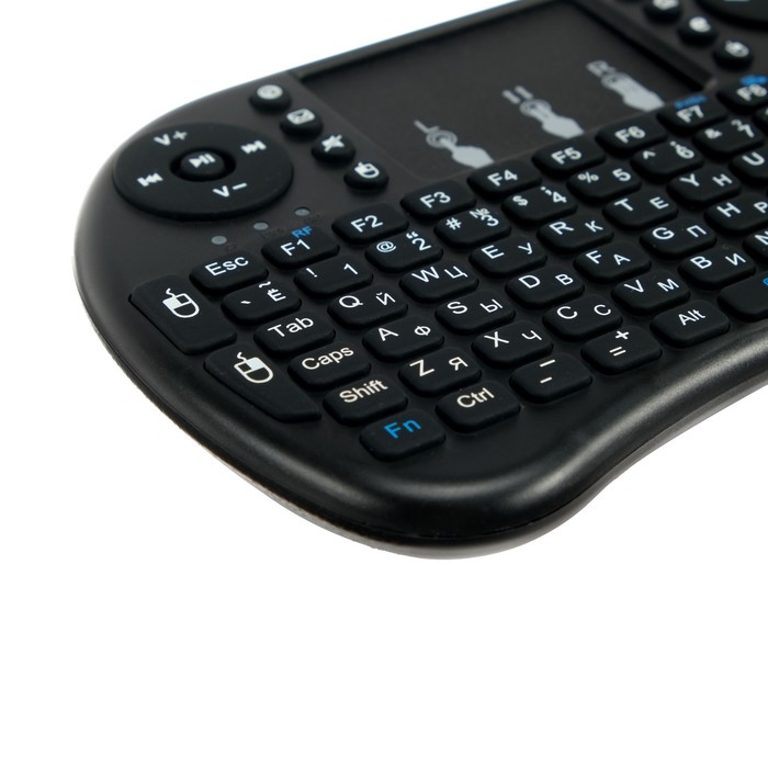 Мини-клавиатура LuazON BKB-1.0, беспроводная для ТВ, ПК и моб. уст-в, черная - фото 51475486
