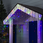 УЦЕНКА Гирлянда "Бахрома" 3 х 0.6 м , IP44, УМС, тёмная нить, 160 SMD-LED, свечение мульти, 220 В - фото 14747033