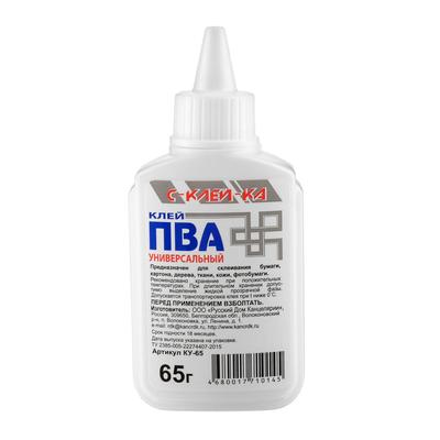 Клей ПВА 65 г РДК с-Клей-ка, еврофлакон плоский КУ-6