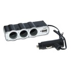 УЦЕНКА Разветвитель прикуривателя TORSO, 3 гнезда + USB, 12/24 В - Фото 1