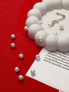 Бусы на леске «Жемчуг» шар №8, белые в серебре, 30 см - Фото 6