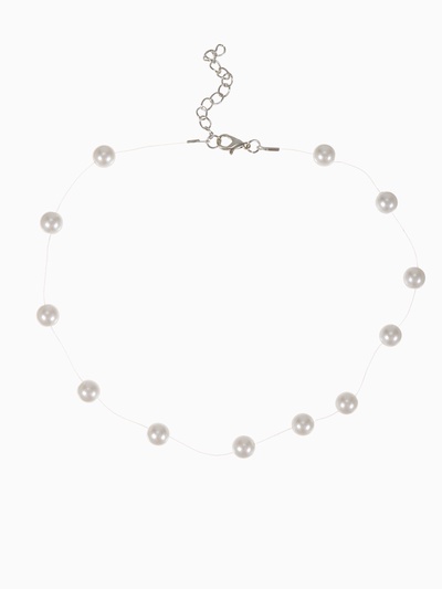 Бусы на леске «Жемчуг» шар №8, цвет молочный в серебре, 30 см