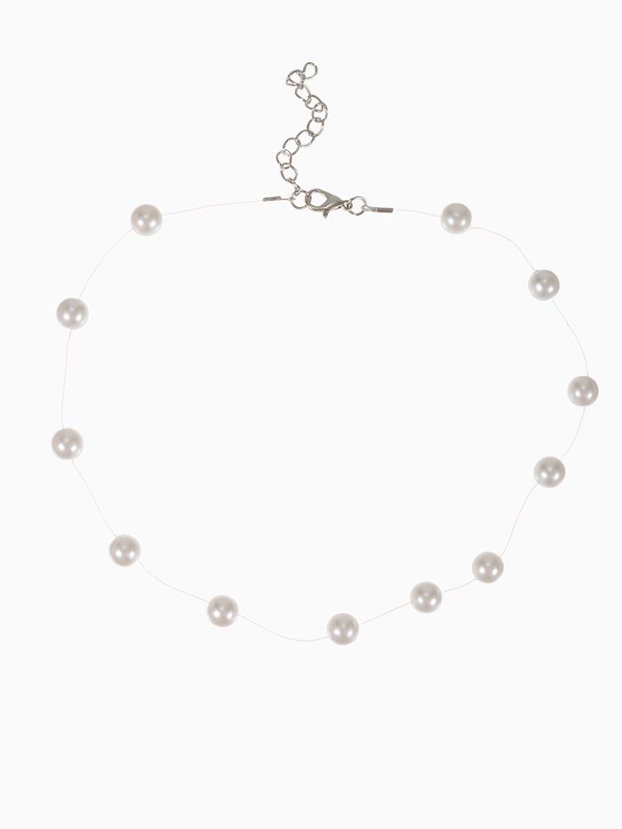 Бусы на леске «Жемчуг» шар №8, цвет молочный в серебре, 30 см - Фото 1