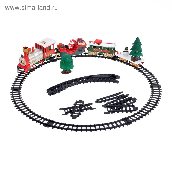 Железная дорога «Новогодний поезд», свет и музыка, в пакете - Фото 1
