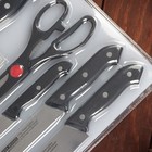 Набор кухонных принадлежностей, 6 предметов: ножи 10 см, 15 см, 15 см, 18 см, ножницы, доска, цвет чёрный - Фото 4