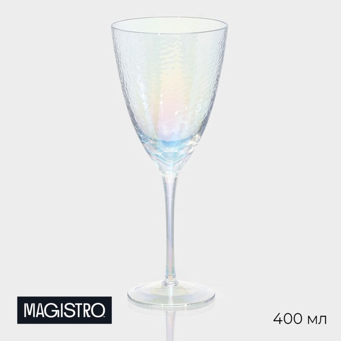 Бокал стеклянный для вина Magistro «Жемчуг», 400 мл, цвет перламутровый - Фото 1